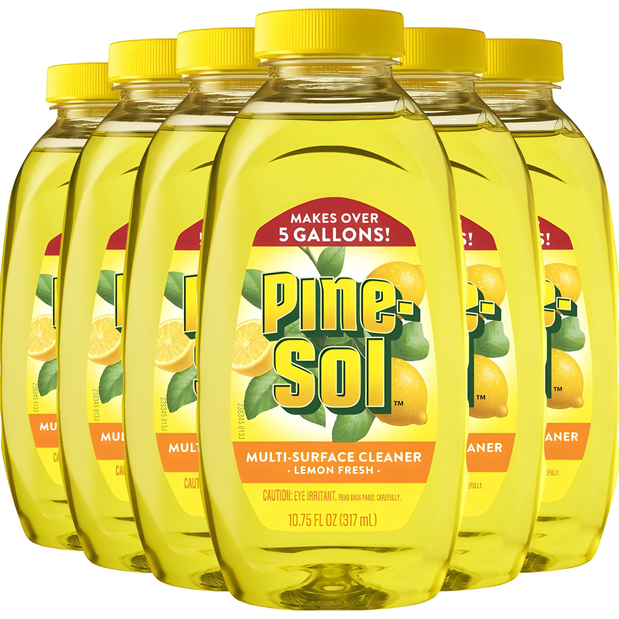 Pine-Sol Multi Surface Cleaner, 6 Pack, Concentrated Multi Purpose Cleaner and Degreaser for Kitchen and Bathroom, Makes 5 Gallons, Lemon Fresh Scent