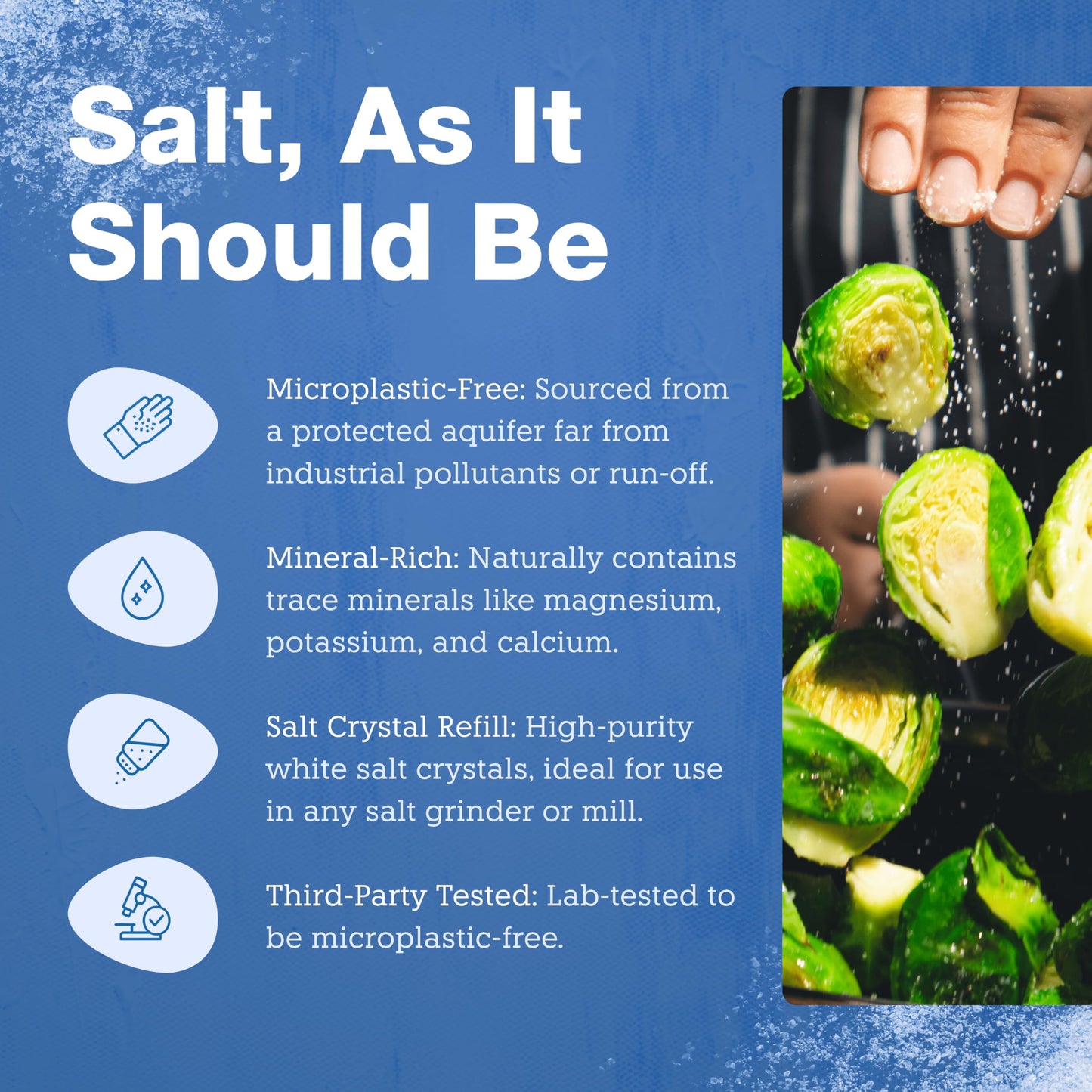 Vera Salt Coarse Spring Salt - 350g Grinder Refill Pack - Hand-Harvested Spanish Crystals with Natural Minerals - Plastic-Free Packaging