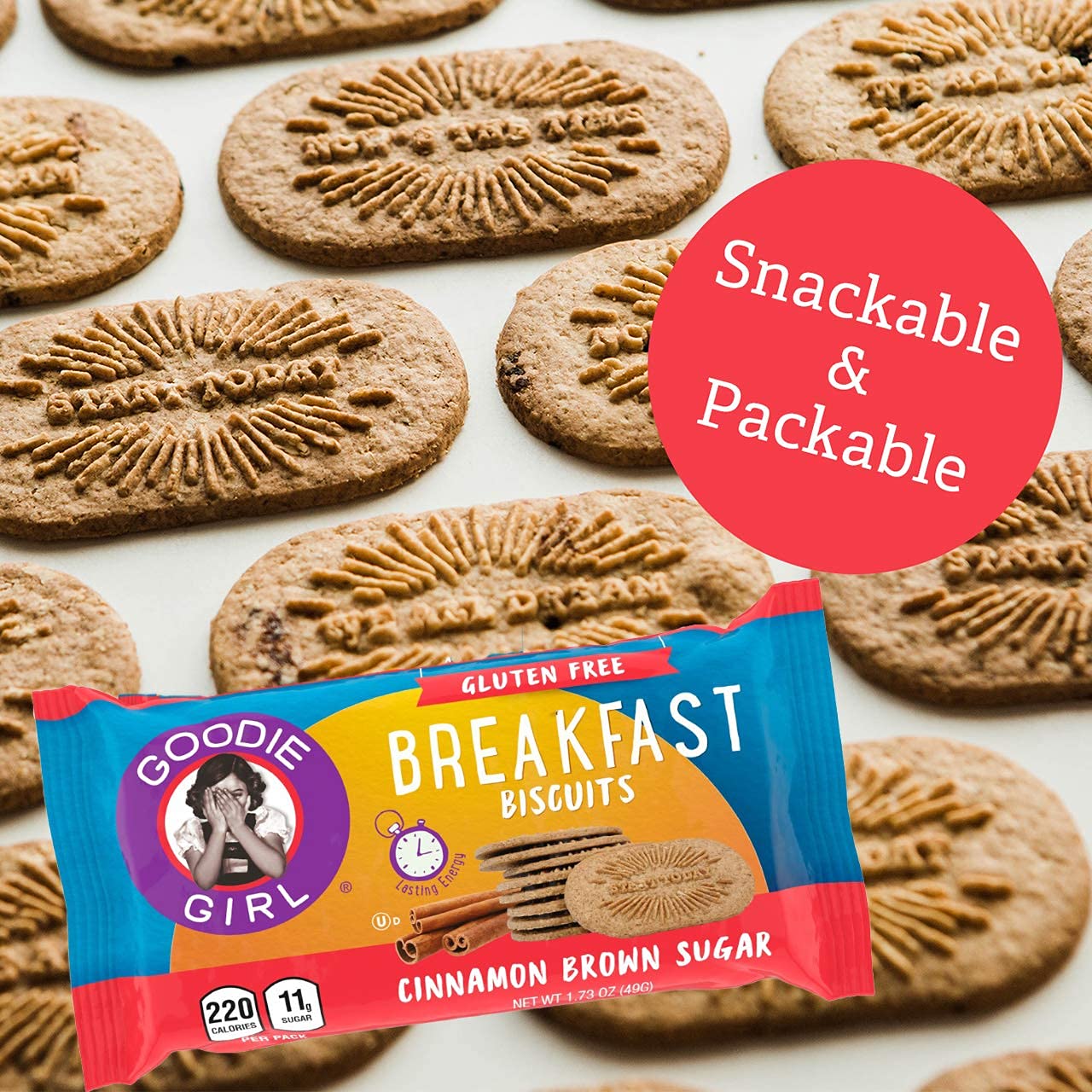Goodie Girl, Cinnamon Brown Sugar Breakfast Biscuits | Snack Packs | Gluten Free, Peanut Free, Egg and Dairy Free | Includes 4 Boxes, 16 Packs Total
