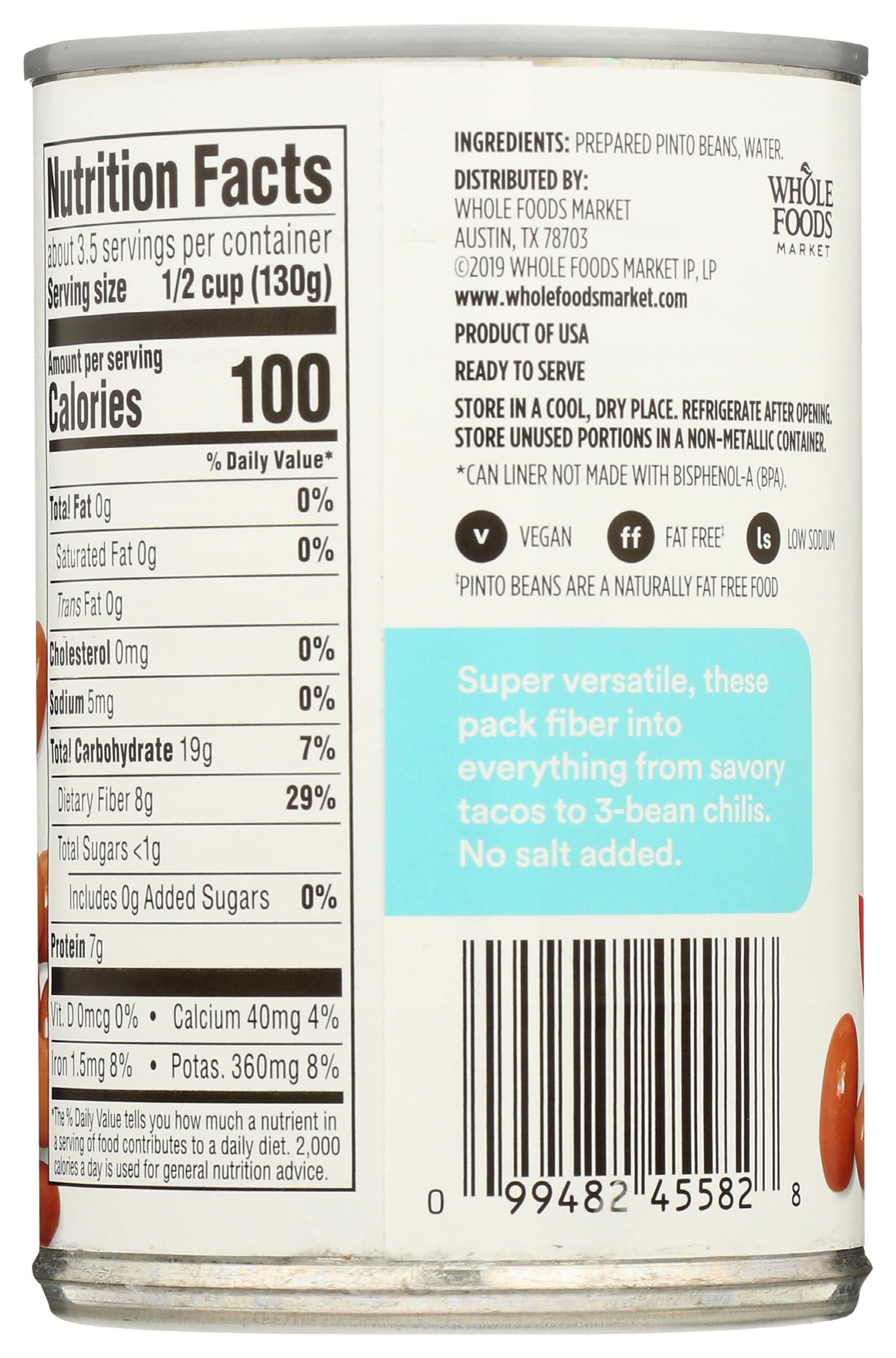 365 by Whole Foods Market, Pinto Beans, No Salt Added, 15.5 oz