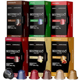 Bestpresso Coffee for Nespresso Original Machine 120 Aluminum pods Certified Genuine Espresso Variety Pack mix Flavored and Dark roast, Pods