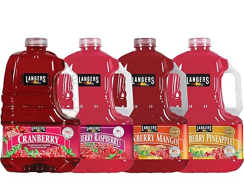 Langers Cranberry Variety Pack, Cocktail, Raspberry, Pineapple, Mango, 101.4 Fl Oz (Pack of 4)