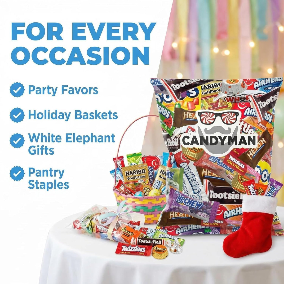 CANDYMAN (6 LB) Chocolate & Candy Bundle with Mixed Individually Wrapped Treats, Fun and Mini Sized Chocolate and Candy for Parties, Ship with Ice