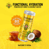 CocoBee Coconut Hydration + Energy Drink from Wild Tonic, 12 oz Each, 4 Pack, Made with Coconut Water, Organic Honey & Green Tea, Microbiome Support