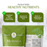 Ecoideas Org. Moringa Powder, 8 OZ Bag - Certified Organic, Kosher, Vegan, Gluten-free, Non-GMO, and RAW CRU