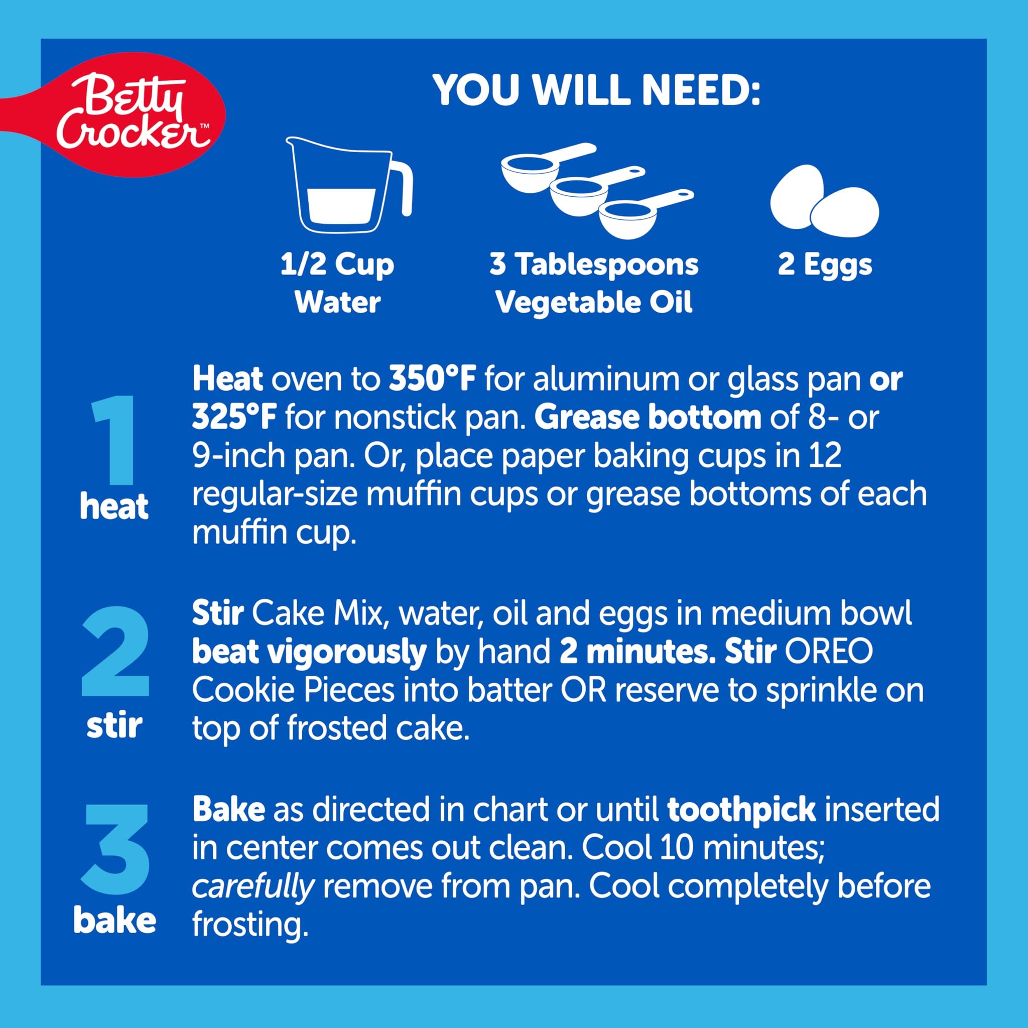 Betty Crocker Oreo Chocolate Cake Mix, Chocolate Cake Baking Mix With Oreo Cookie Pieces, 9.3 Oz