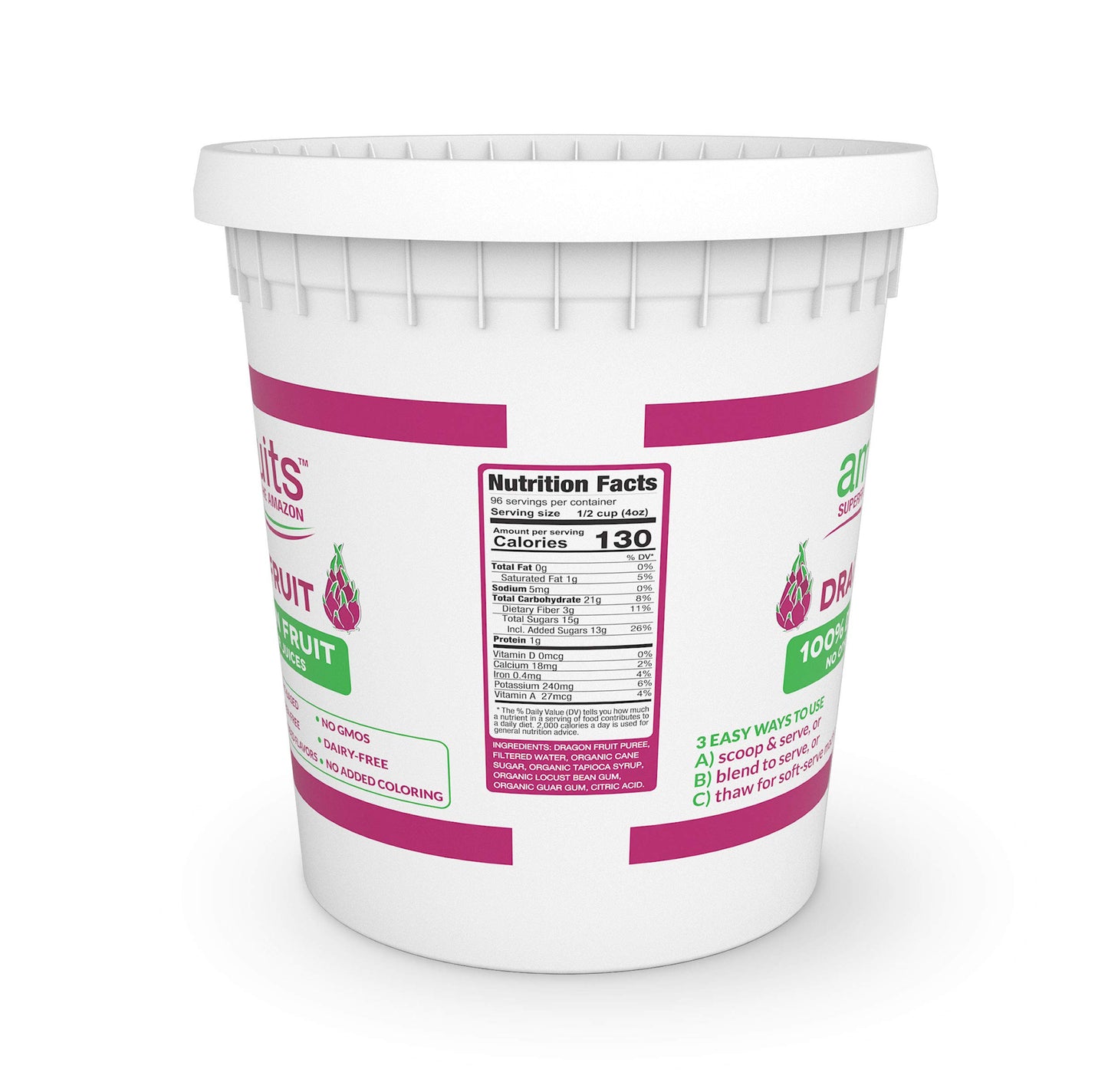 Amafruits Dragon Fruit Frozen Sorbet / 3 Gallon