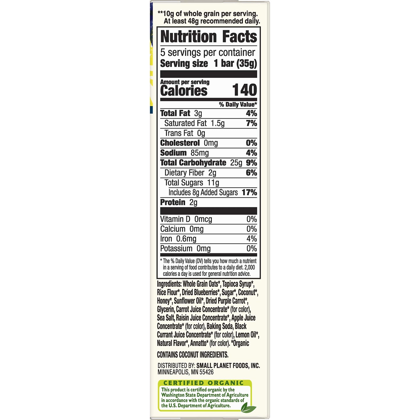 Cascadian Farm, Bar Granola Wild Blueberry Lemon Non-GMO Organic 5 Count, 1.2 Ounce