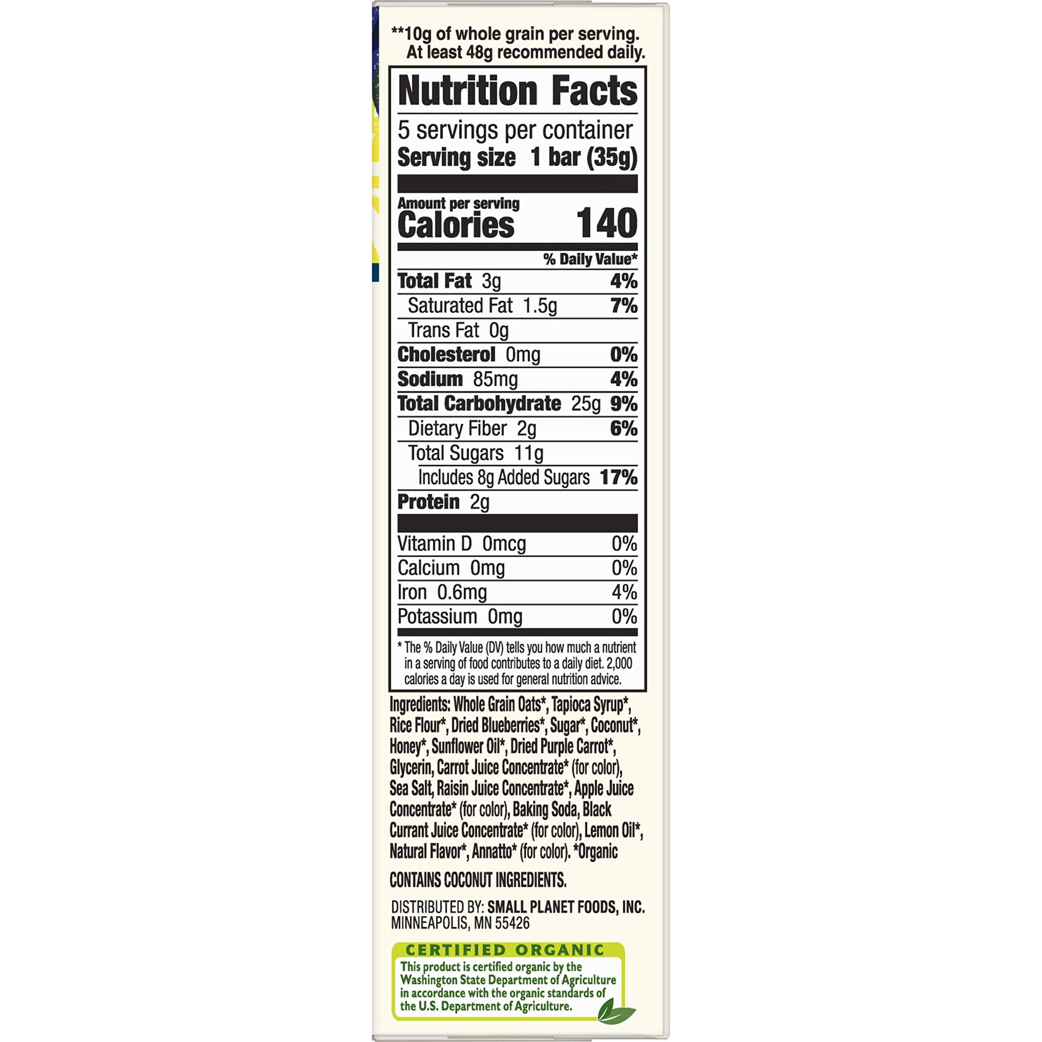 Cascadian Farm, Bar Granola Wild Blueberry Lemon Non-GMO Organic 5 Count, 1.2 Ounce