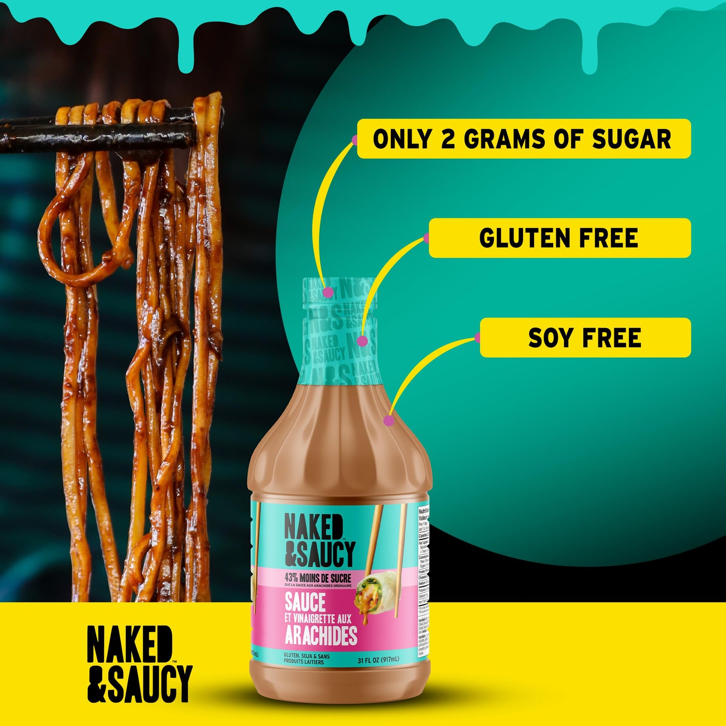 Naked & Saucy Low Sugar Peanut Sauce and Dressing, 31 fl oz