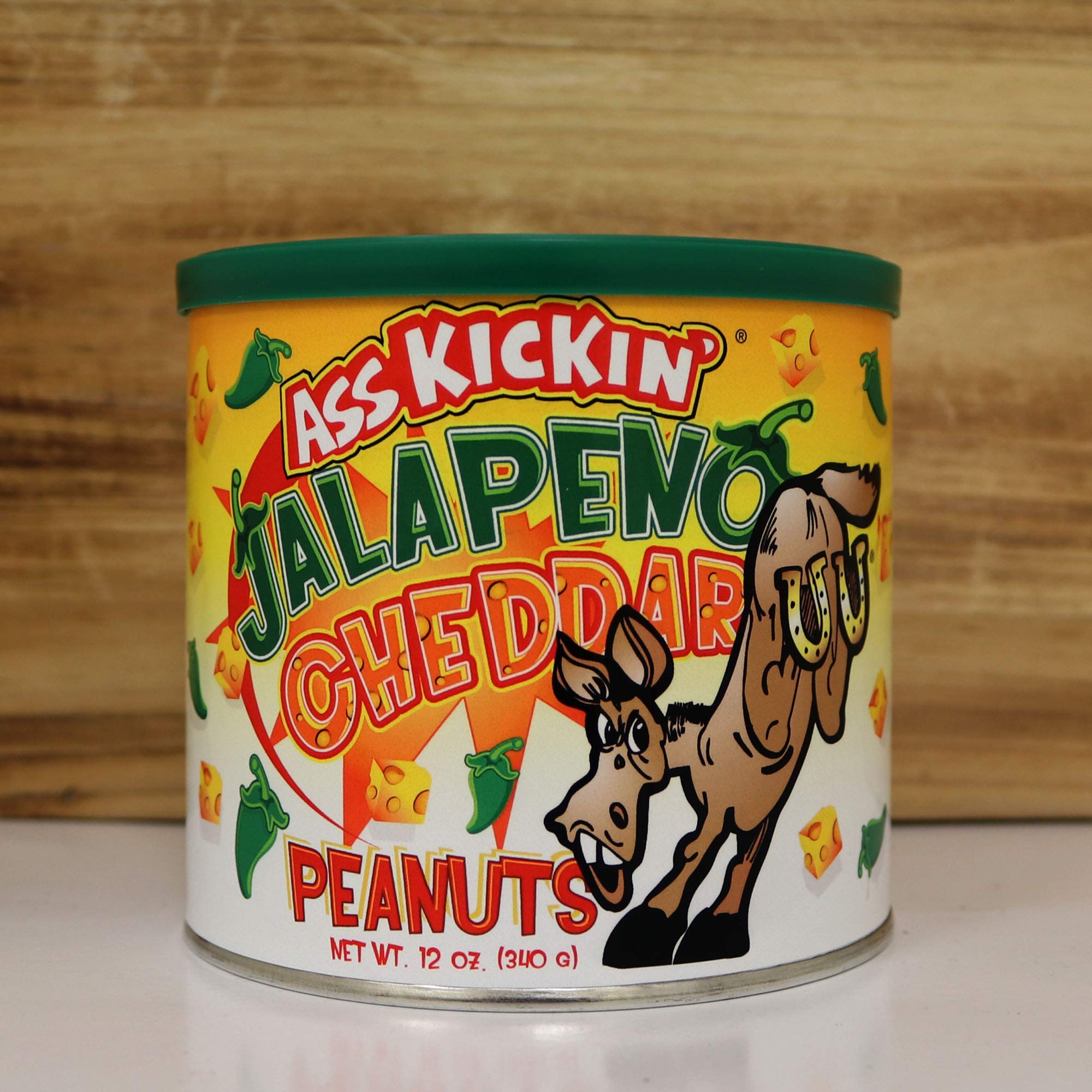 Ass Kickin' Jalapeno Cheddar Peanuts, 12-Ounce Cans (Pack of 6)
