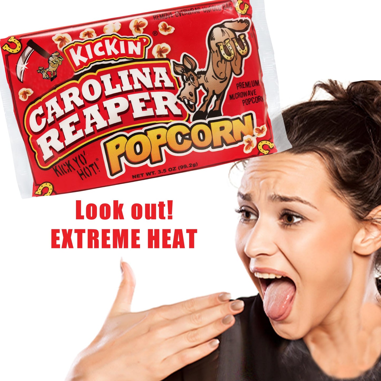 ASS KICKIN’ Carolina Reaper Pepper Microwave Popcorn - 12 Pack - Ultimate Spicy Gourmet Gift Popcorn - Makes a Great Movie Theater Popcorn or Snack