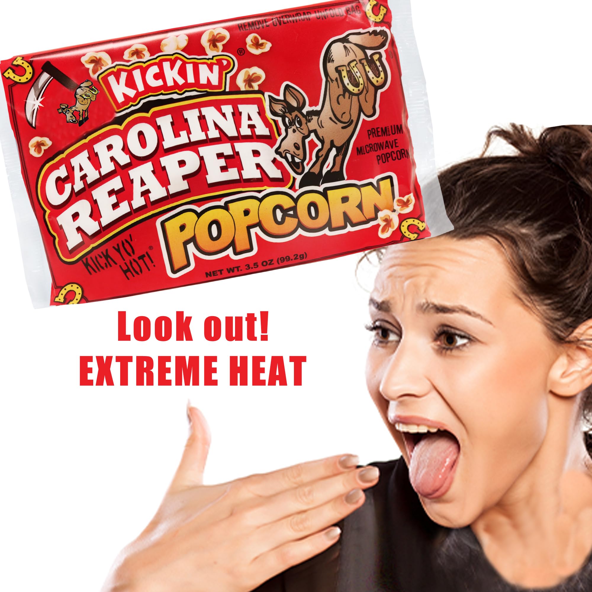 ASS KICKIN’ Carolina Reaper Pepper Microwave Popcorn - 12 Pack - Ultimate Spicy Gourmet Gift Popcorn - Makes a Great Movie Theater Popcorn or Snack