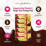 ChocoPerfection Sugar Free Dark Chocolate Mini Bars - European Style Chocolate Keto Friendly, Gluten Free Vegan, Fiber Rich Low Carb Chocolate Snack