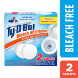 Ty-D-Bol Toilet Bowl Cleaner Tablets, In-Tank Toilet Bowl Tablets, Bleach Alternative, Fragrance Free, 2 Count (Pack of 6)