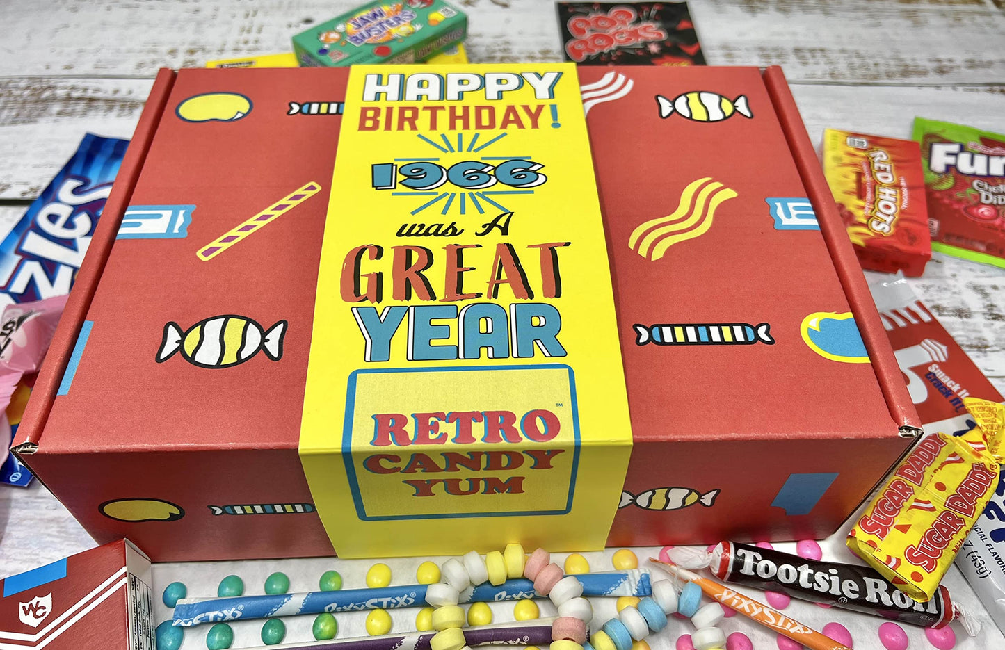 1966 Nostalgic Candy Childhood Mix Gift Box for 60th Birthday for Man or Woman Jr