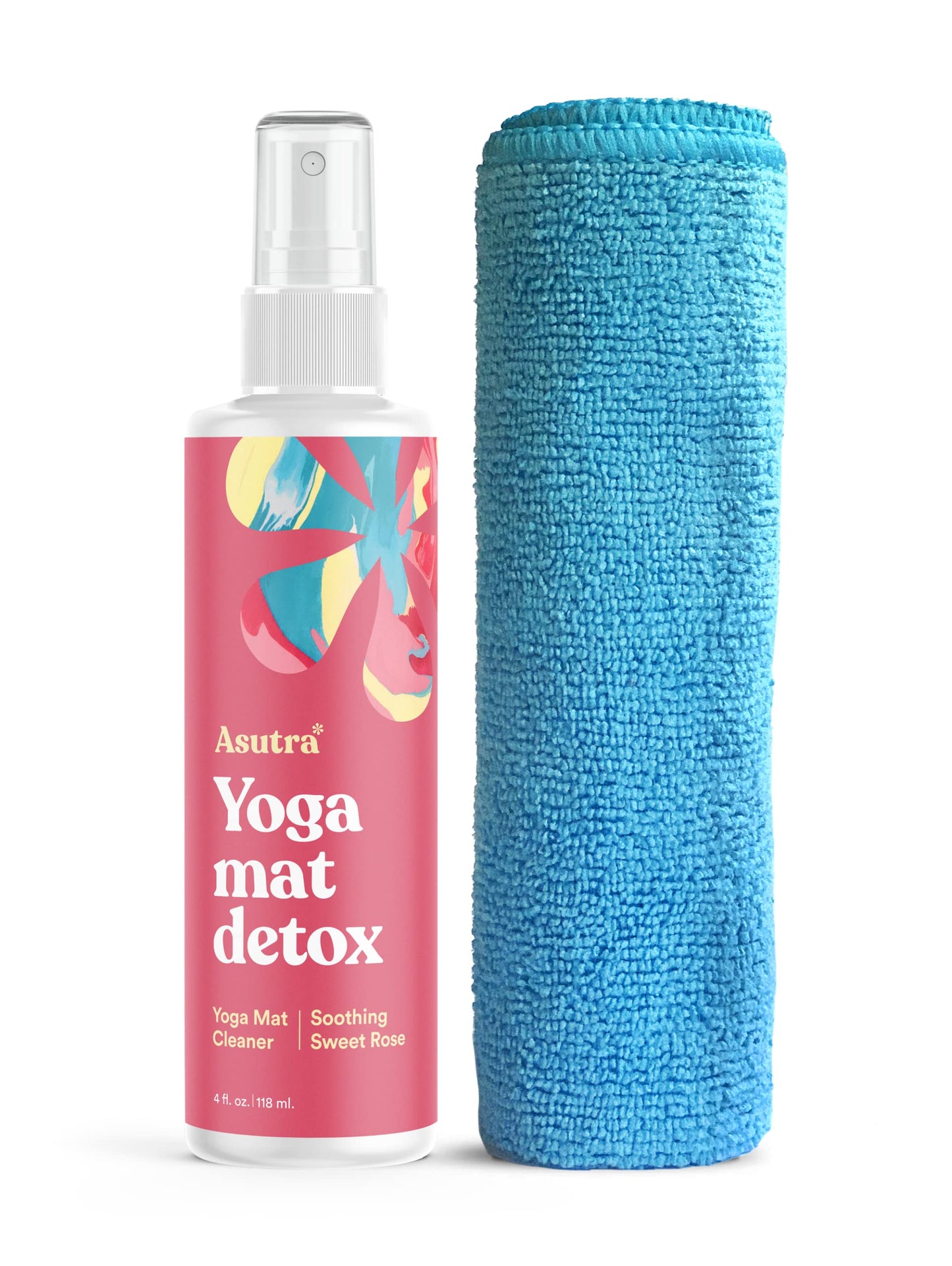 ASUTRA Yoga Mat Cleaner Spray (Soothing Sweet Rose), 4 fl oz - No Slippery Residue, Organic Essential Oils, Deep-Cleansing for Fitness Gear & Gym