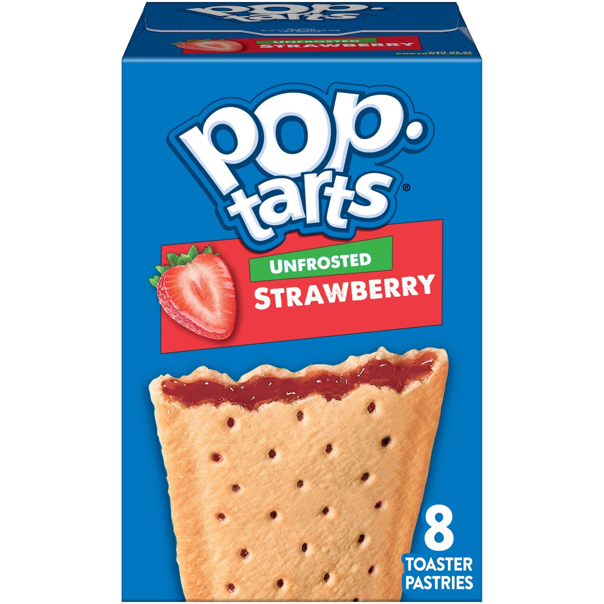 Pop-Tarts Toaster Pastries, Breakfast Foods, Kids Snacks, Unfrosted Strawberry, 13.5oz Box (8 Pop-Tarts)
