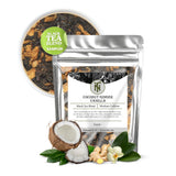 Nelson's Tea - Coconut Ginger Vanilla - Oolong tea, pu'erh tea, cardamom seeds, ginger root, turmeric, cinnamon, ginger, clove, nutmeg, allspice