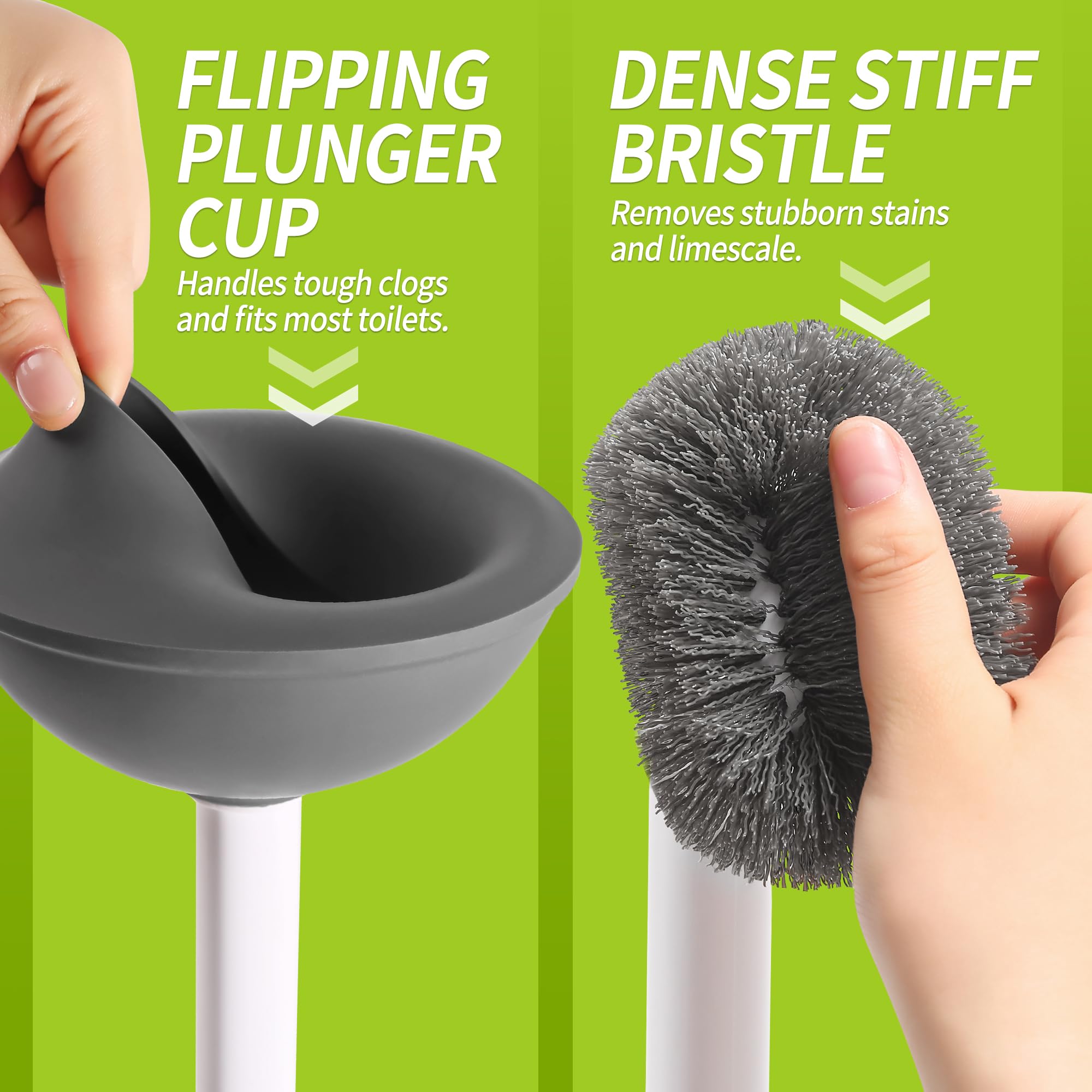 IVYROLL Toilet Brush and Plunger Set Hidden, S-Shaped Toilet Brush Plunger Combo, Perfect for Homes, Apartments & Bathrooms