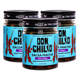 Don Chilio Spicy Cranberry Salsa Macha Chili Oil, 5 oz, 3 Pack - Pasilla & Arbol Dried Chili Peppers - Delicious Mexican Chili Oil in 100% Olive Oil