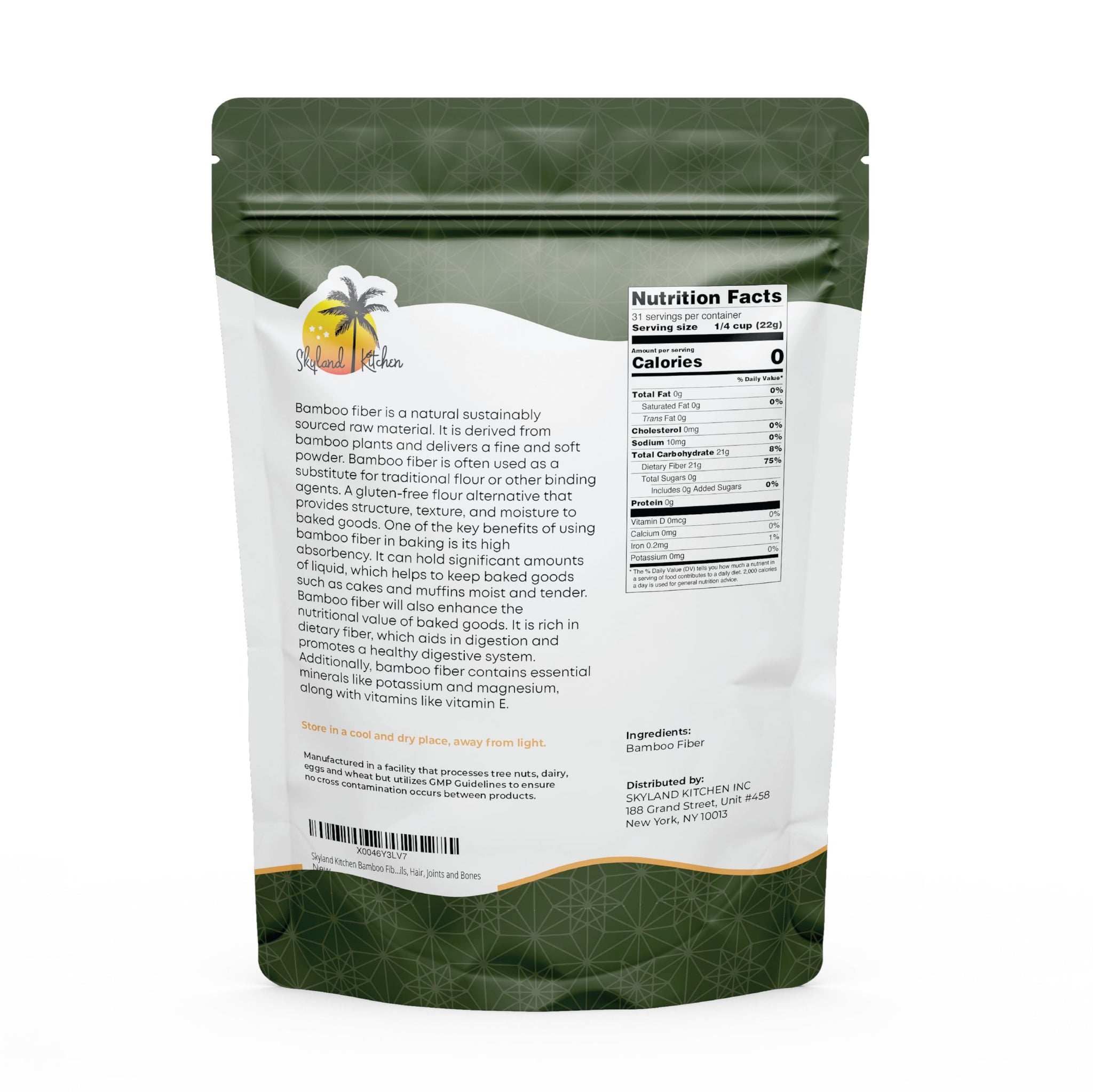 Skyland Kitchen Bamboo Fiber (3lb) Keto Fiber for Keto and Low Carb Baking, 0g Net Carbs, Improves Texture of in Baking, Extra Fine, Keto-Friendly