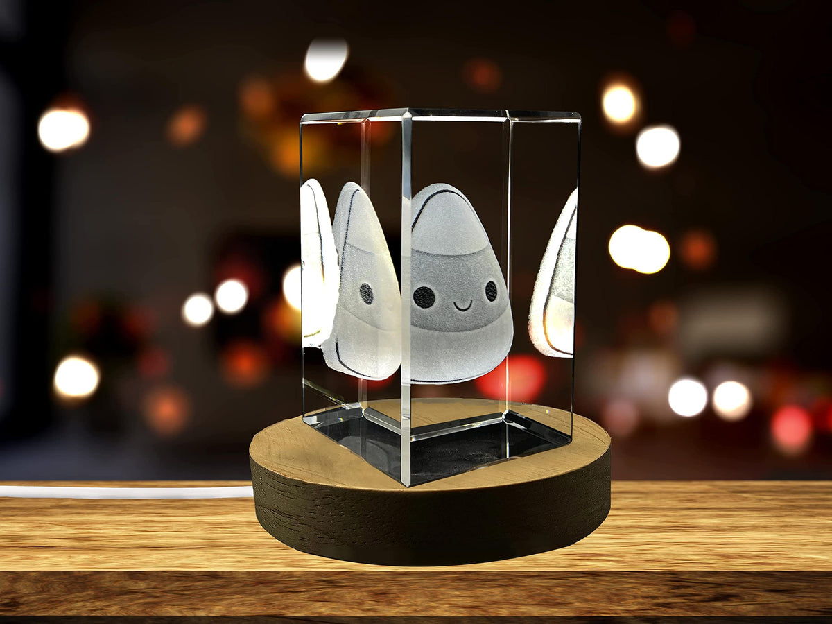 Candy Corn 3D Engraved Crystal Halloween Decor (Medium)