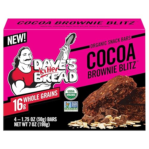Dave's Killer Bread Cocoa Brownie Blitz Organic Snack Bars, 4 Individually Wrapped Snack Bars