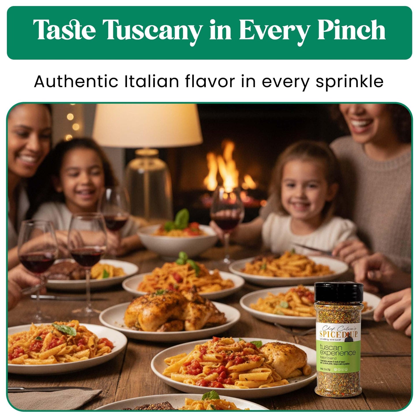 Spiced Up Tuscan Experience Seasonings and Spices for Cooking, Italian Herbs and Spices with Garlic, Fennel & Tomato, Tuscan All Spice Seasoning Dried