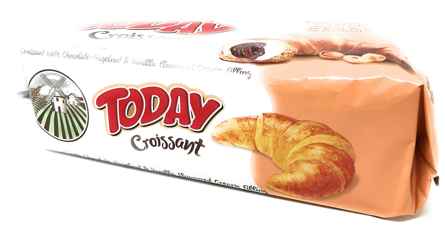 Today Soft Croissant, Perfect Breakfast Pastry, Individually Wrapped (Chocolate Hazelnut & Vanilla, Pack of 6)