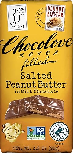 Chocolove, Salted Peanut Butter Milk Chocolate Bar, 3.17 Ounce