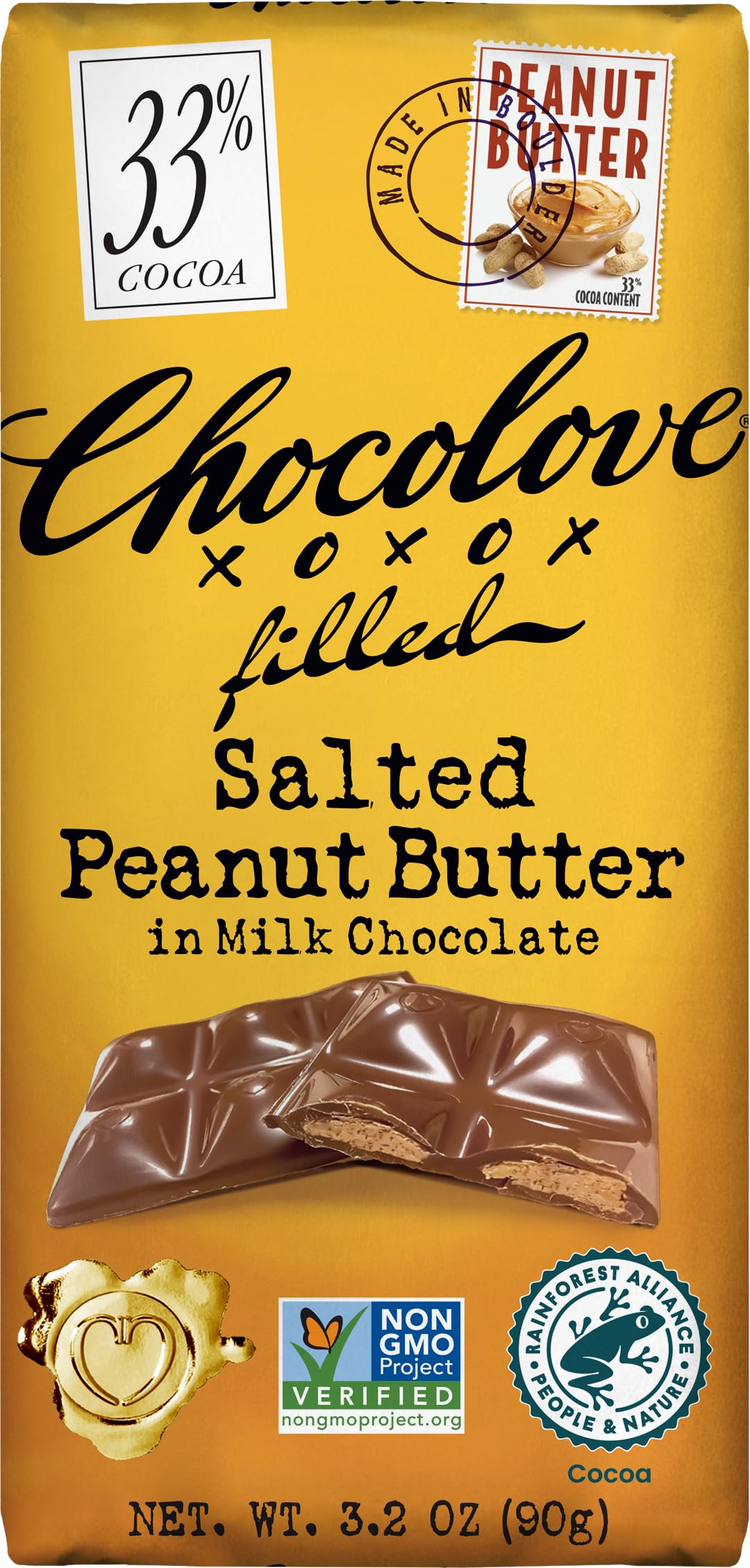 Chocolove, Salted Peanut Butter Milk Chocolate Bar, 3.17 Ounce