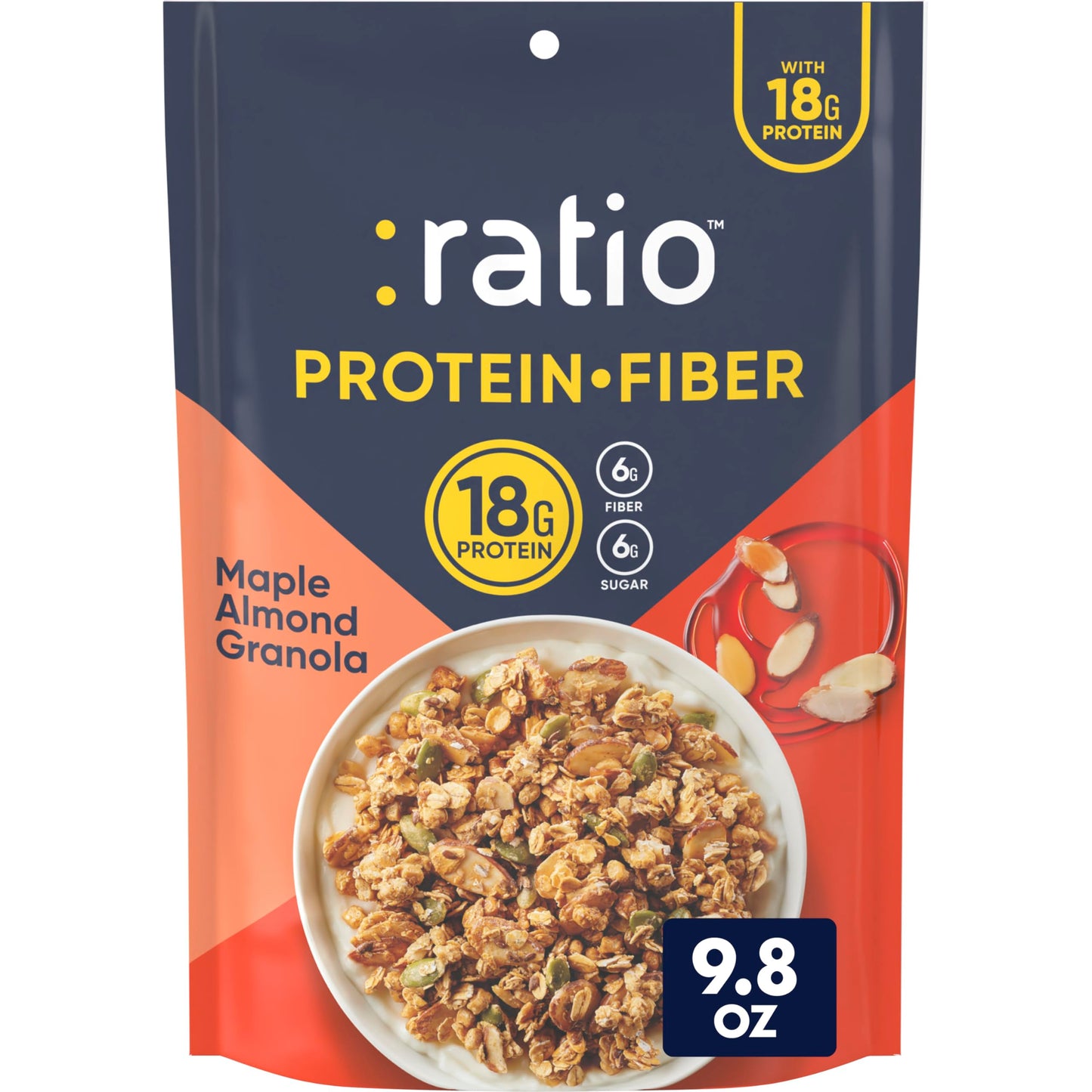 Ratio Protein Fiber Maple Almond Granola Cereal, 18g Protein, 9.8 oz