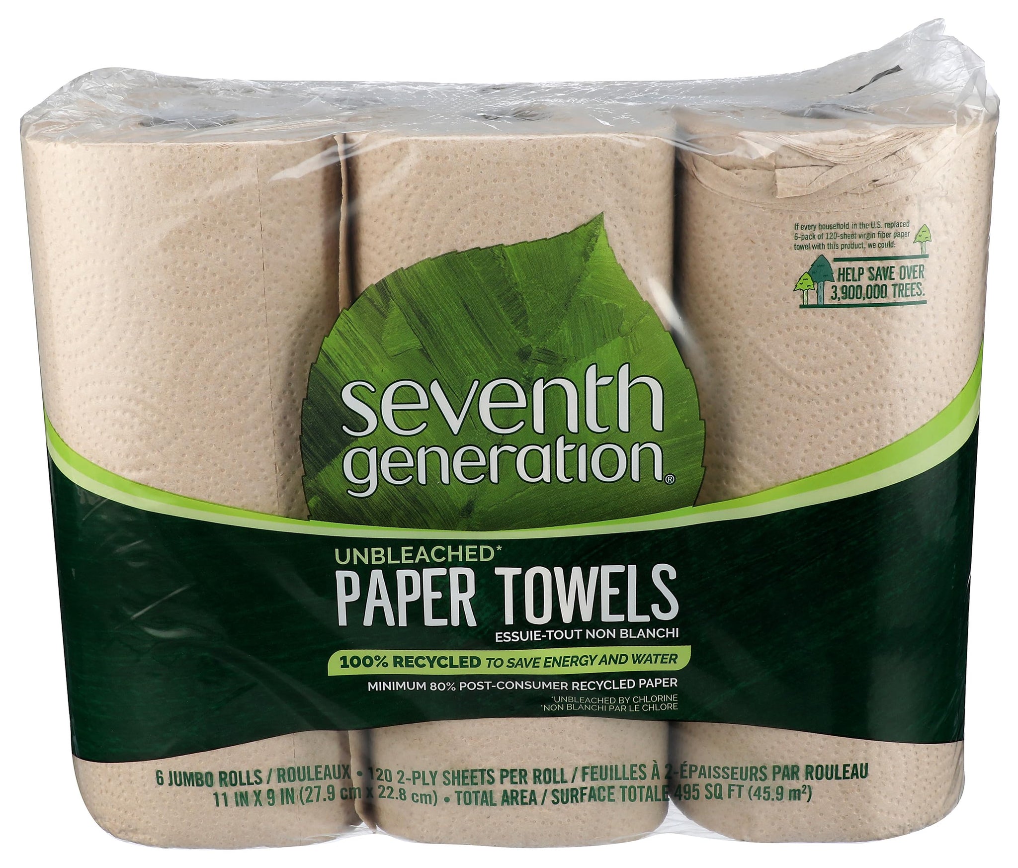 Seventh Generation Paper Towels, Unbleached, Regular Roll - 6 Count (Pack of 1)