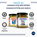 THEARG THE ARG | Pack Chickpeas Hummus with Black Garlic + Red Pepper | for Chips Crackers Bread and More | Natural Healthy Snacks