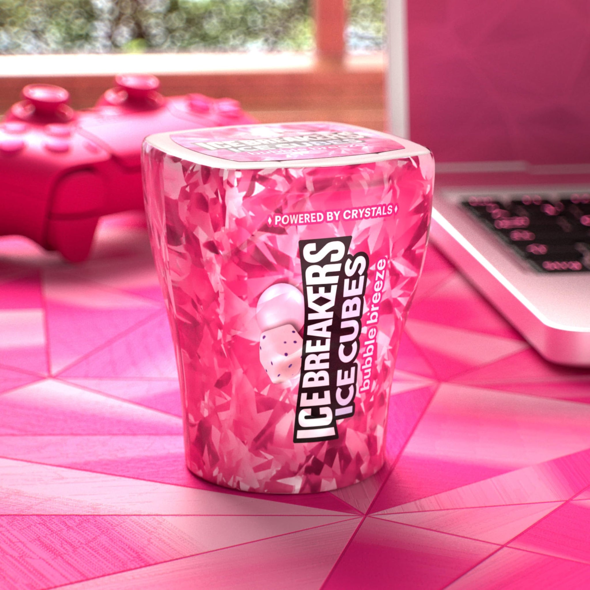 ICE BREAKERS Ice Cubes Bubble Breeze Flavored Sugar Free Chewing Gum Bottles, 3.24 oz (6 Count, 40 Pieces)
