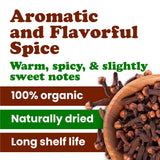 Food to Live Organic Whole Clove, 3 Pounds - Aromatic and Flavorful Dried Spice for Cooking, Baking, Tea, and Home Remedies. Non-GMO, Vegan, Kosher