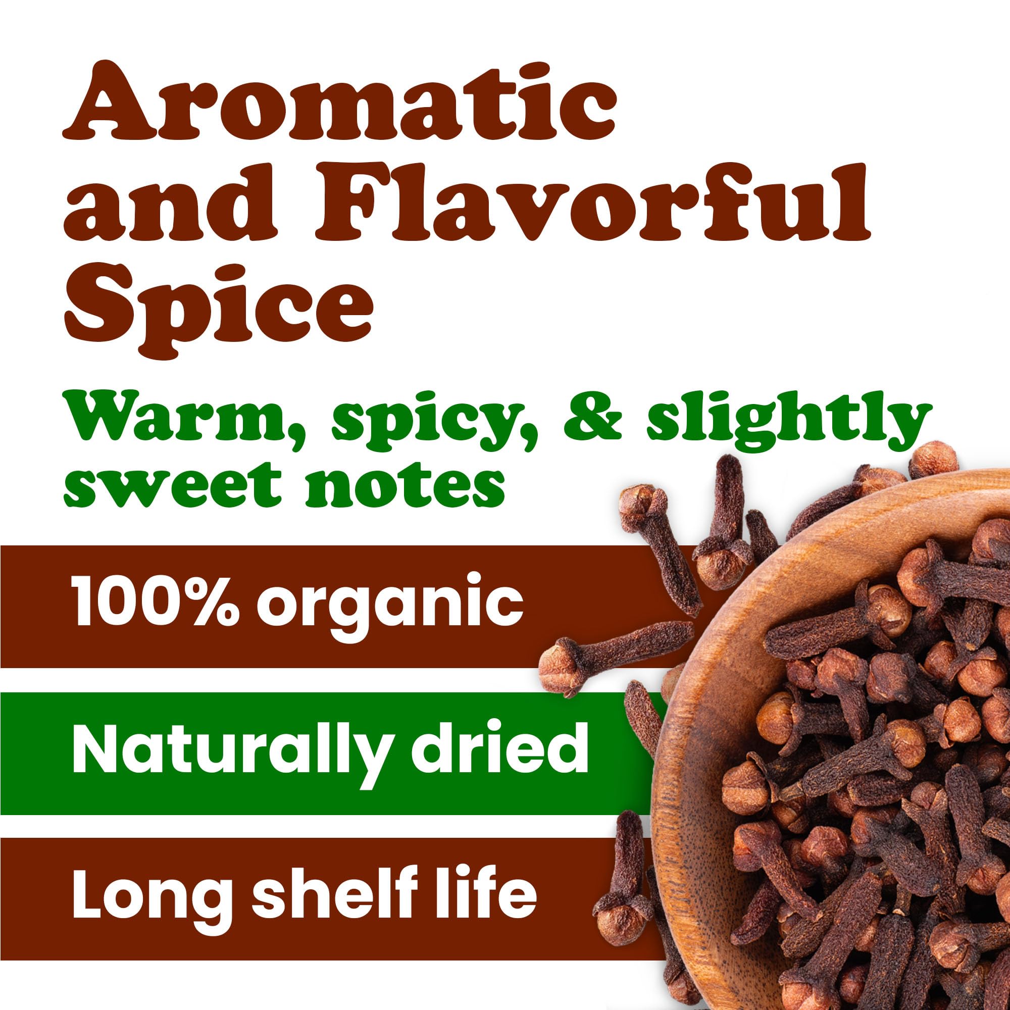 Food to Live Organic Whole Clove, 3 Pounds - Aromatic and Flavorful Dried Spice for Cooking, Baking, Tea, and Home Remedies. Non-GMO, Vegan, Kosher