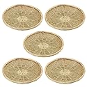 GNIEMCKIN 5 PCS 9.8 inch Bamboo Paper Plate Holder, Hand Weave wicker plate holders for Parties, Picnic, and Barbecue, Reusable.