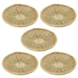 GNIEMCKIN 5 PCS 9.8 inch Bamboo Paper Plate Holder, Hand Weave wicker plate holders for Parties, Picnic, and Barbecue, Reusable.