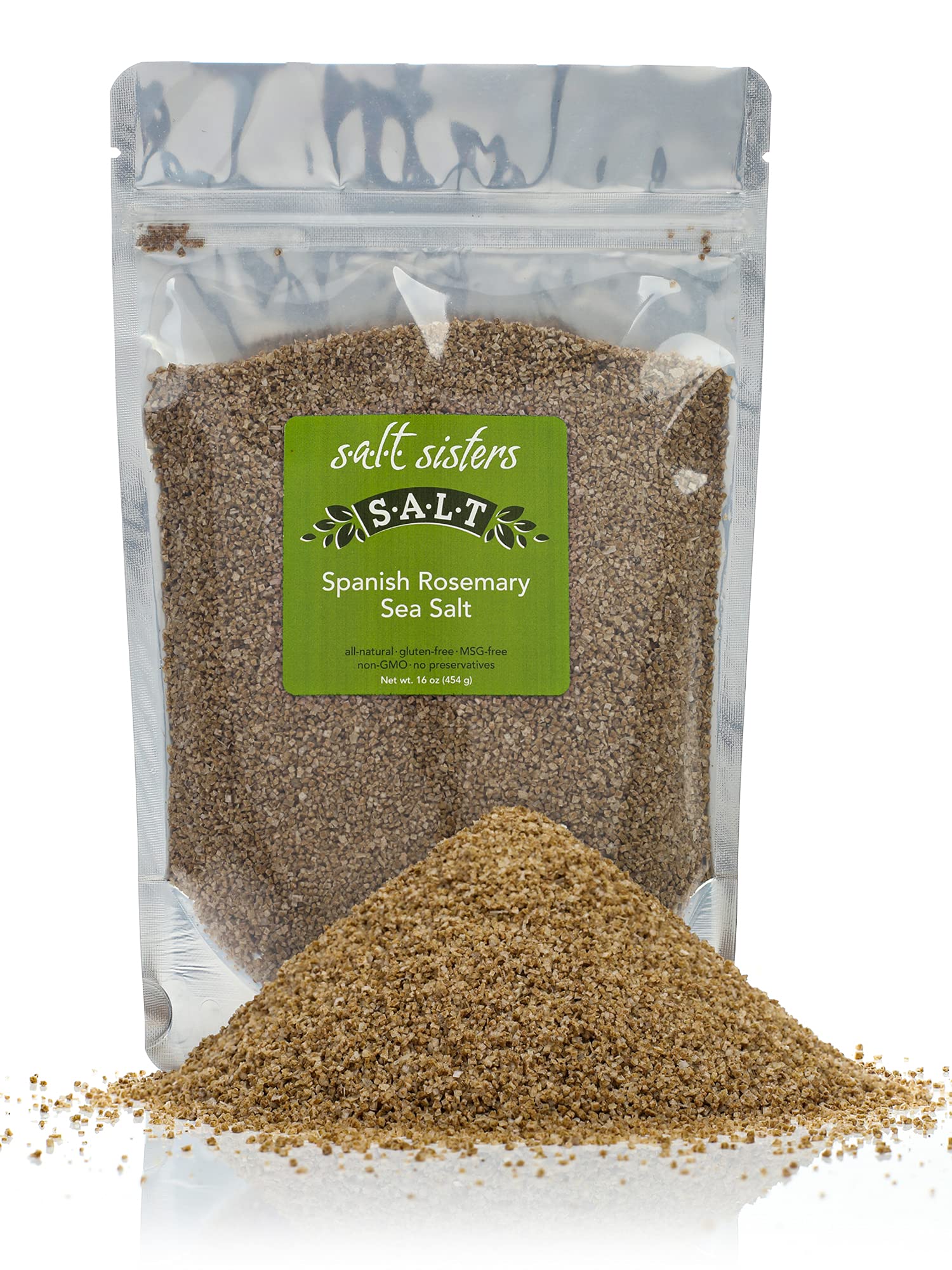 s.a.l.t. sisters Spanish Rosemary Sea Salt | All-Natural, Gluten Free, MSG Free, Non-GMO | Easily Dissolvable Rosemary Infused Coarse Sea Salt |
