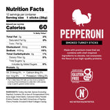 Chef’s Cut Real Turkey Jerky | Smoked Turkey Meat Sticks | High Protein Snack with 8 g Protein & 100 Calories, Gluten Free, Keto-Friendly| Pepperoni |
