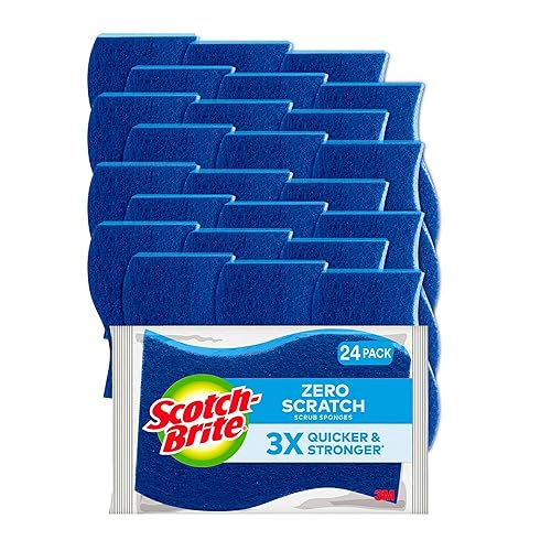 Scotch-Brite Zero Scratch Non-Scratch Scrub Sponges, Sponges for Cleaning Kitchen, Bathroom, and Household, non-scratch Sponges Safe for Non-Stick