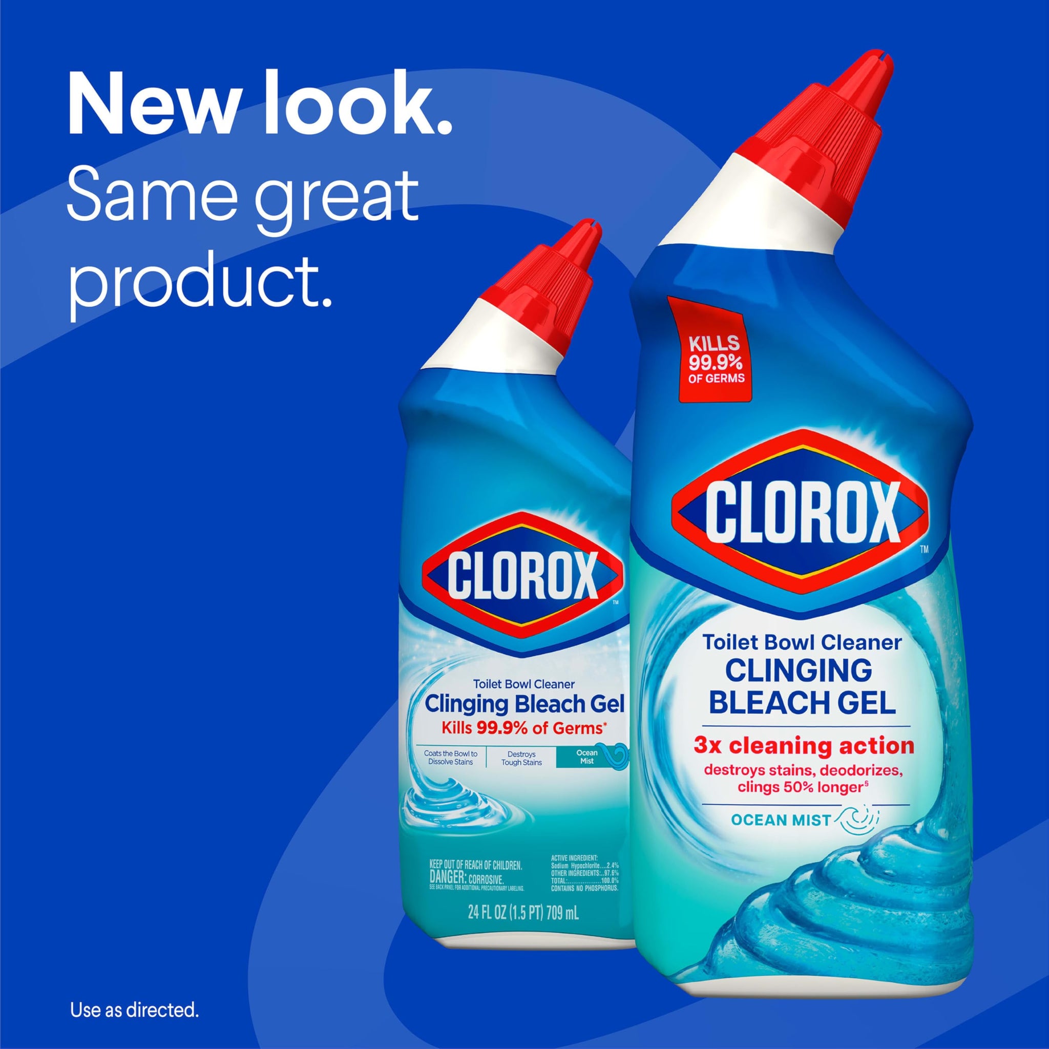 Clorox Toilet Bowl Cleaner Clinging Bleach Gel, Ocean Mist, 24 Fluid Ounces (Package May Vary)