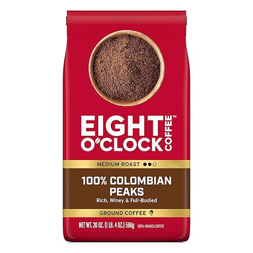 Eight O'Clock Coffee 100% Arabica Colombian Peaks, Medium Roast, Ground Coffee, Kosher Certified, 20 Oz