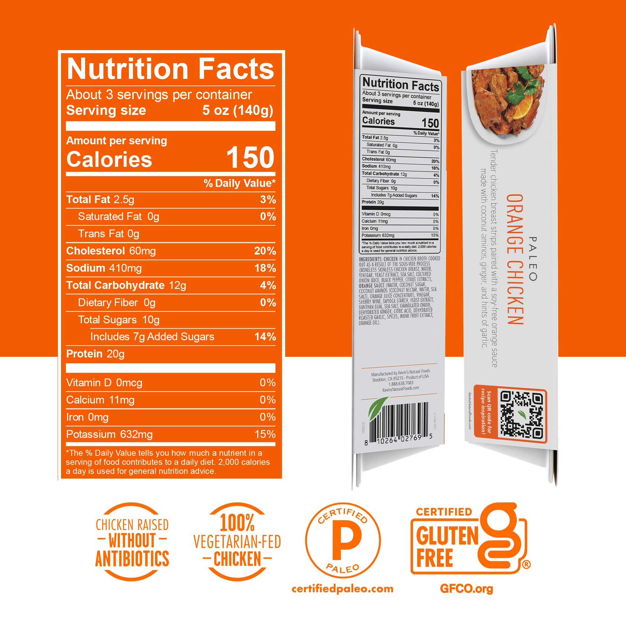 Kevin's Natural Foods, Chicken Orange Sous Vide, 16 Ounce