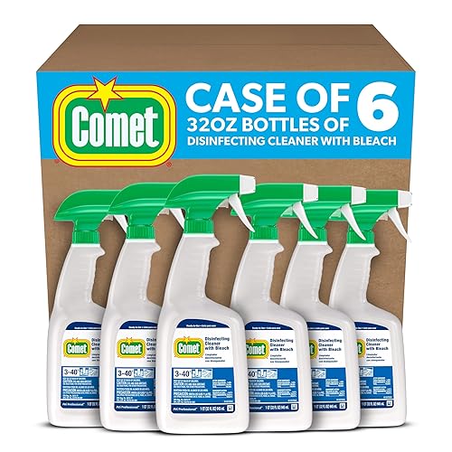 Comet Professional Multi Purpose Disinfecting Liquid Cleaner with Bleach Spray for Commercial Use, 32 fl oz (Case of 6)