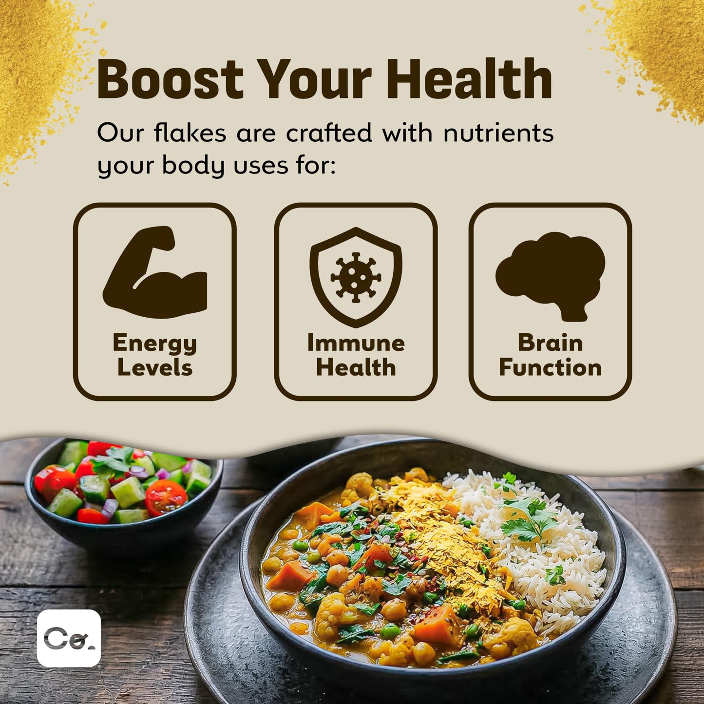 Coolinario Fortified Nutritional Yeast Flakes (2 Oz) Savory Cheese-Like Flavor for Vegan Cooking | Rich in B-Vitamins, Protein & Fiber | Ideal