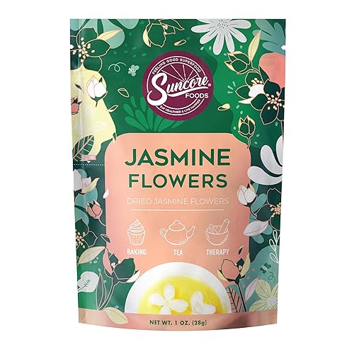 Suncore Foods Dried Jasmine Flowers, Gluten-Free, 1 oz, for Tea, Baking, and Therapy