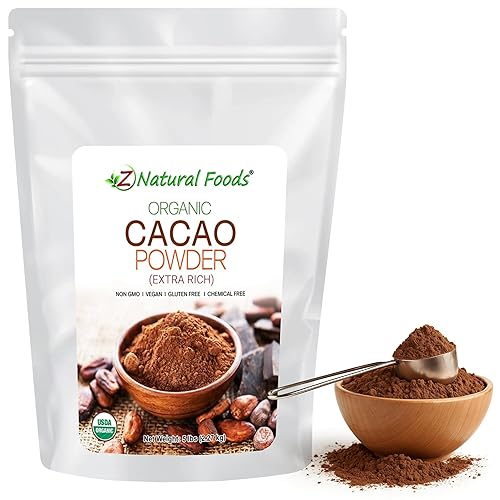 Z Natural Foods Organic Cacao Powder - Unsweetened Nutrient-Dense Superfood for Healthy Aging - Extra-Rich Dark Chocolate Flavor Perfect for Chocolate Recipes, Shakes or Smoothies, 5 lbs